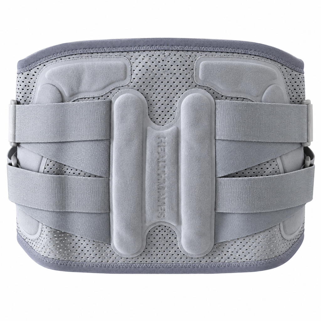 Lumbar fixator, double pressure design, make lumbar more stable, two curved memory plates, support lumbar stress, reduce lumbar pressure, high elastic breathable fabric, free tension, elastic and adjustable, suitable for all occasions in life