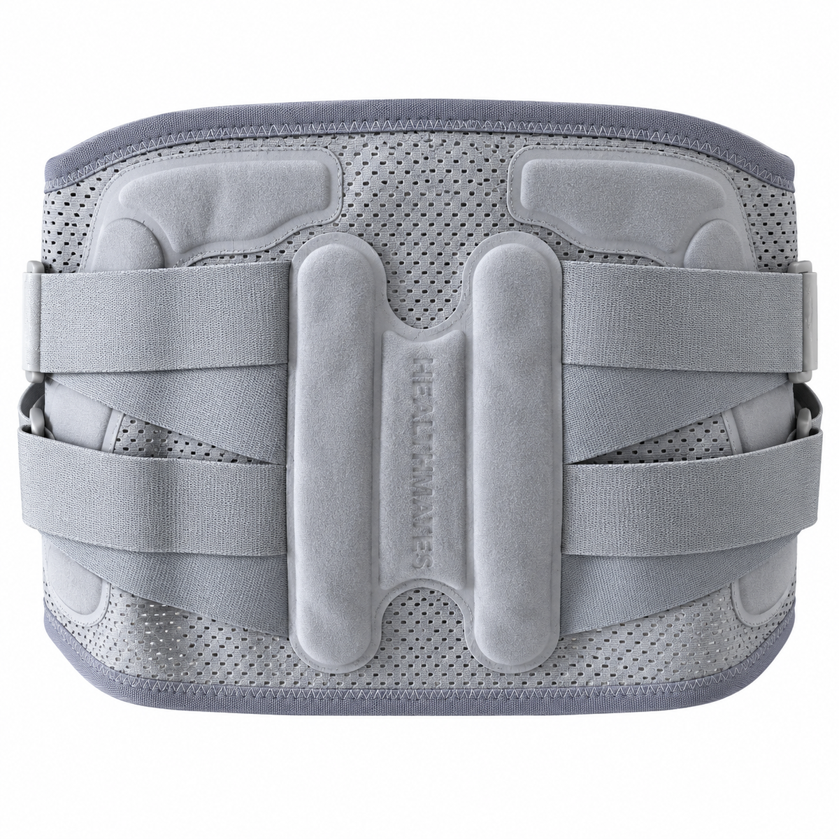 Lumbar fixator, double pressure design, make lumbar more stable, two curved memory plates, support lumbar stress, reduce lumbar pressure, high elastic breathable fabric, free tension, elastic and adjustable, suitable for all occasions in life