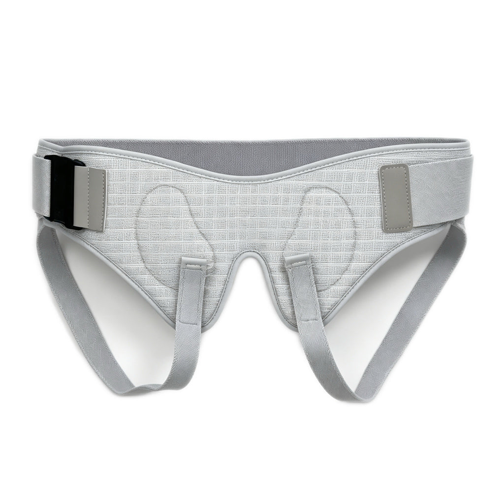 Inguinal hernia fixation band can be worn and removed by gently pressing the buckle, the elderly can also be easily operated, the elastic fixed band design, sitting for a long time will not slide, bilateral extrusion gasket