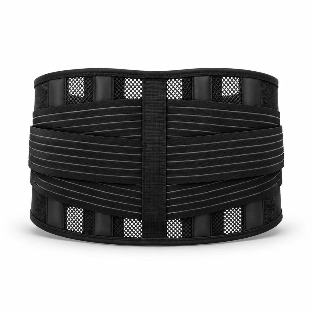 Triple pressure bandage, strengthen elastic bandage to stabilize lumbar vertebrae, S-shaped lightweight support bar, lighter support and stronger support, new anti-skid particles inside, wear throughout the day.