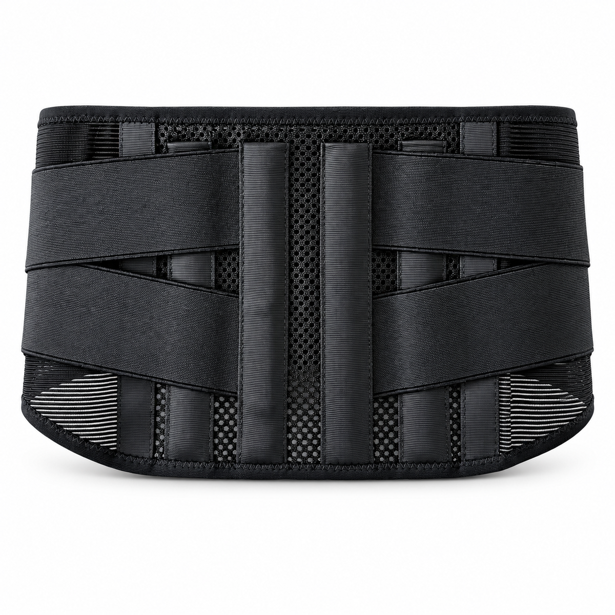 Narrow design, unrestricted movement, four manganese steel plates support, reduce lumbar pressure, two-way elastic compression belt, fit waist, stabilize lumbar vertebrae