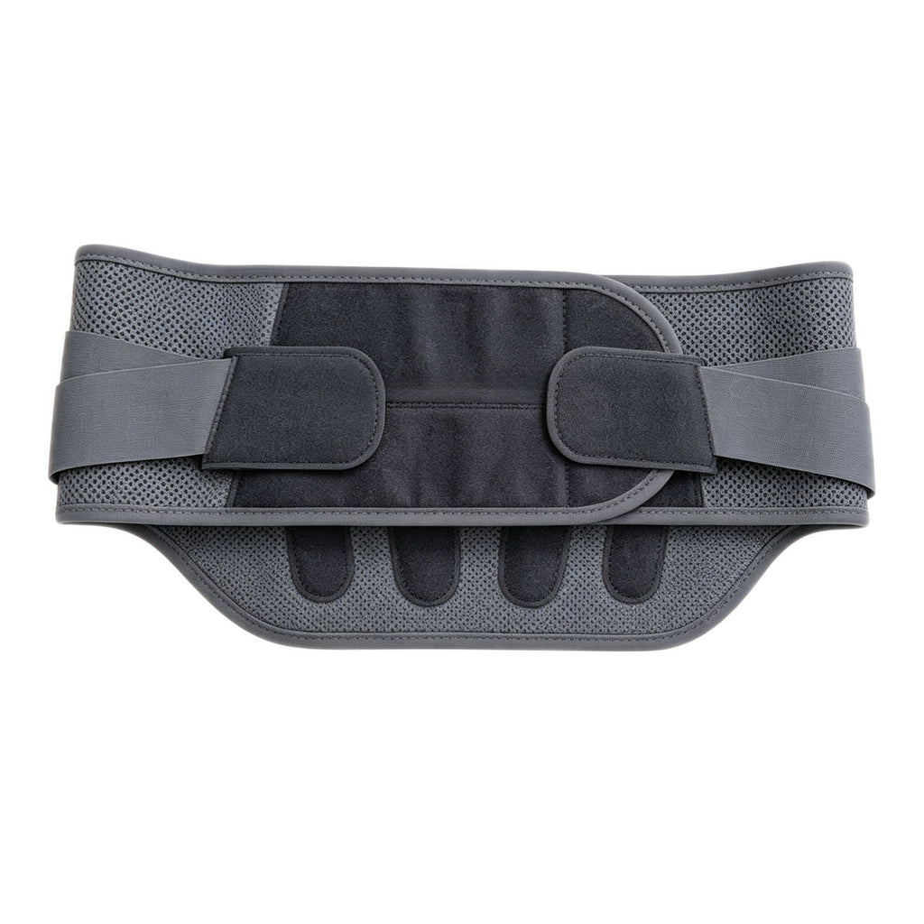 Lumbar spine fixator, thin breathable fever physiotherapy, multi-layer composite structure hot pressing technology, release traction balloon, correct lumbar vertebra, two groups of supporting steel plate, stick and lumbar vertebra curve,