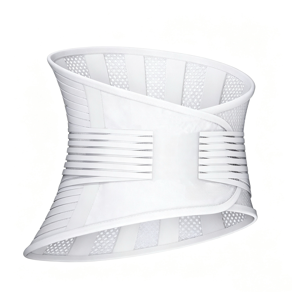 Fish fillet breathable waist protection, five steel plates strong support, anti-C Radian, effective protection of lumbar intervertebral disc, flying mesh breathable fabric, side added two elastic belts, omni-directional fixed support