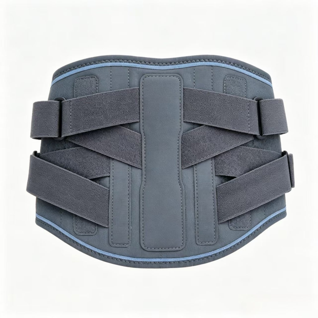 Four pressurized waist fixator, ergonomic S-shaped Radian strong support, five manganese alloy steel plate strong support, four-wheel-drive compression design to stabilize lumbar vertebrae