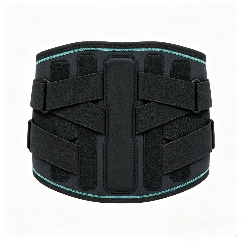 Four pressurized waist fixator, ergonomic S-shaped Radian strong support, five manganese alloy steel plate strong support, four-wheel-drive compression design to stabilize lumbar vertebrae